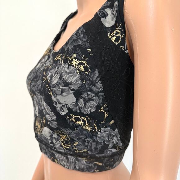 Torrid Active 2 foil floral skull lace inlay low impact sports bra top BC 2693 - Picture 8 of 11
